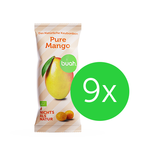Produktbild Mango Kaubonbon Verpackung von buah mit 9x Badge