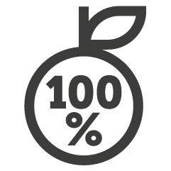 Icon eines Apfel mit dem Logo 100% in der Mitte