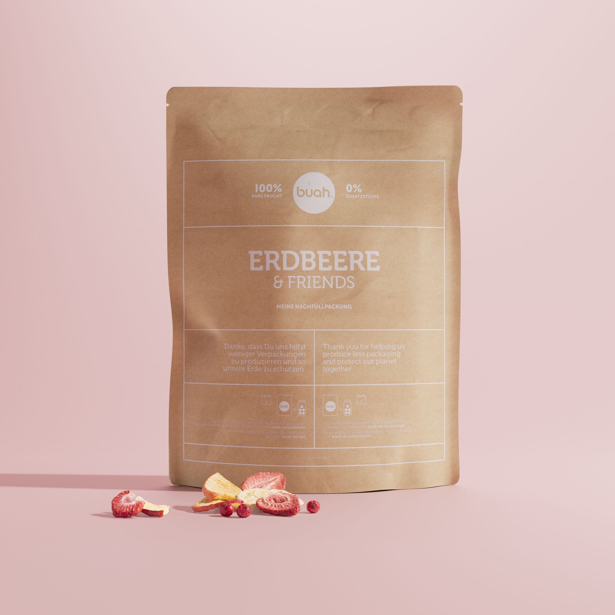 Vorteilspackung von buah Erdbeere & Friends in einer braunen Papierpackung